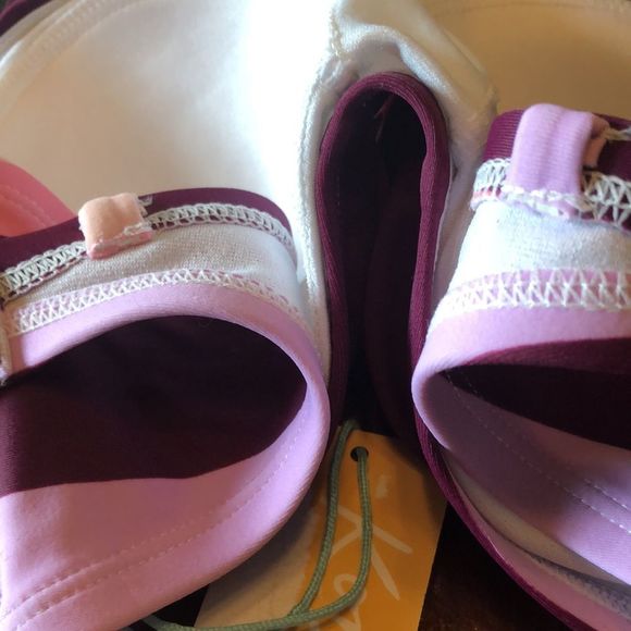 NWT Kona Sol stripped bandeau bikini top Medium, straps - Picture 7 of 11